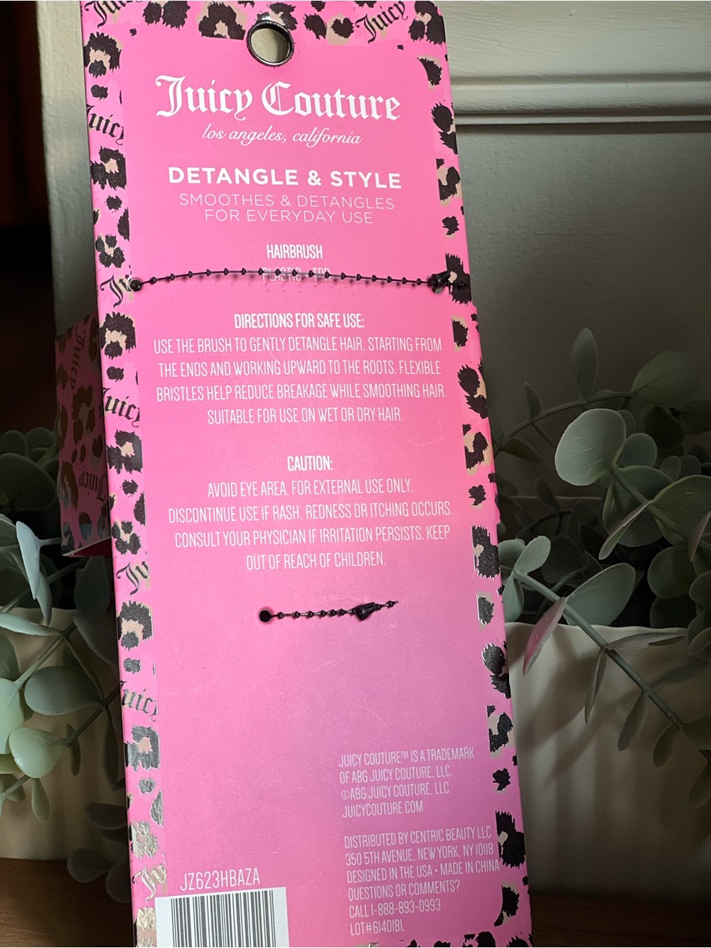 Juicy Couture Pink and Black Leopard Detangle & Style Brush - Picture 2 of 2